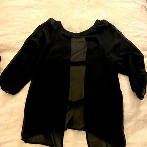 Black Chiffon Blouse w/ Open Back